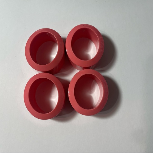 4 napkins rings pink acrylic oval beveled edge Art Deco table decor - Picture 11 of 13